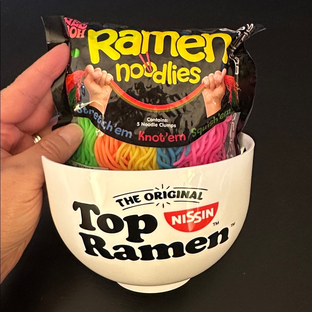 RARE NEEDOH bundle Nee Doh Ramen Noodlies Stretchy & Top Ramen bowl store them